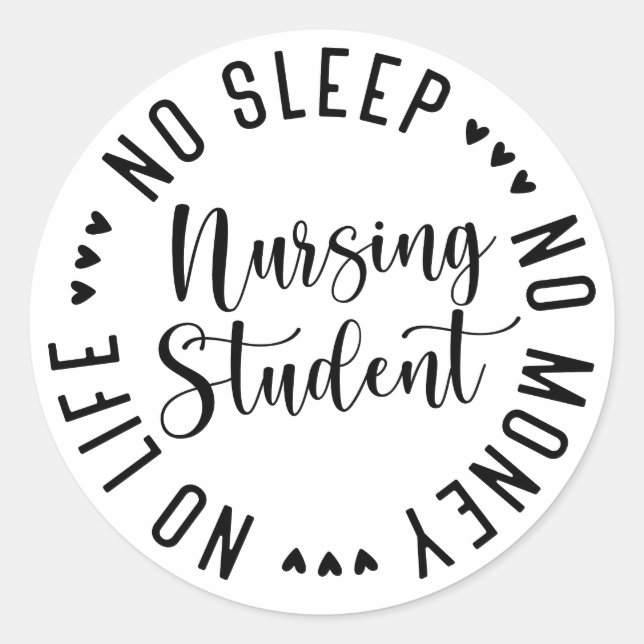 Sticker Rond Étudiant en soins infirmiers amusant Pas de sommei (Devant)
