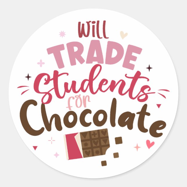 Sticker Rond Étudiants pour le chocolat Drôle Valentine (Devant)
