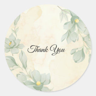 Sticker Rond Eucalyptus Aquarelle Petite Entreprise Merci Rou