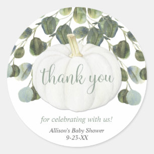 Sticker Rond Eucalyptus citrouille verdure moderne aquarelle
