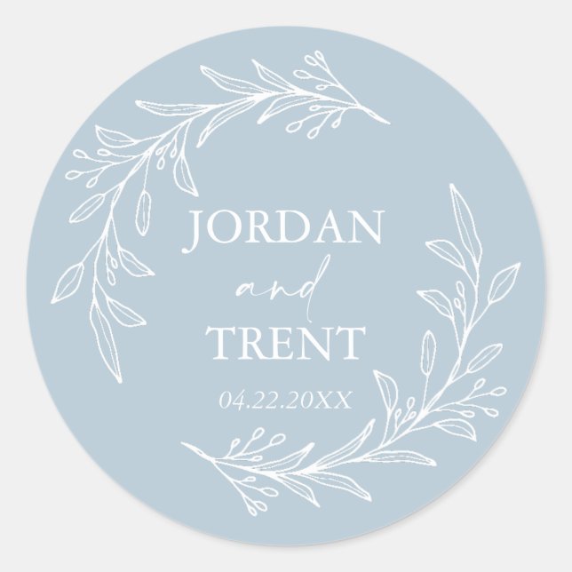 Sticker Rond Eucalyptus Dusty Blue Dessous de verre de papier d (Devant)