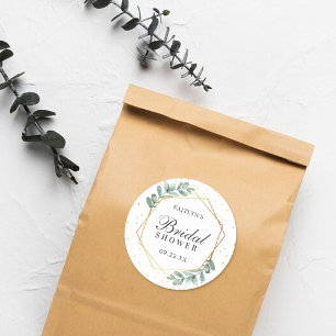 Sticker Rond Eucalyptus Fête des mariées géométrique Gold Foil