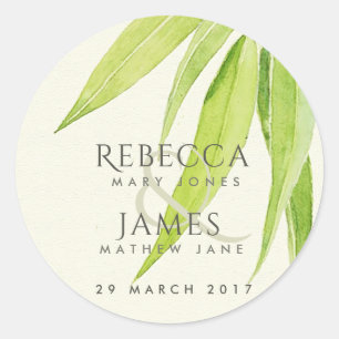 STICKER ROND EUCALYPTUS FEUILLE MONOGRAMME DU FOLIAGE DE COULEU
