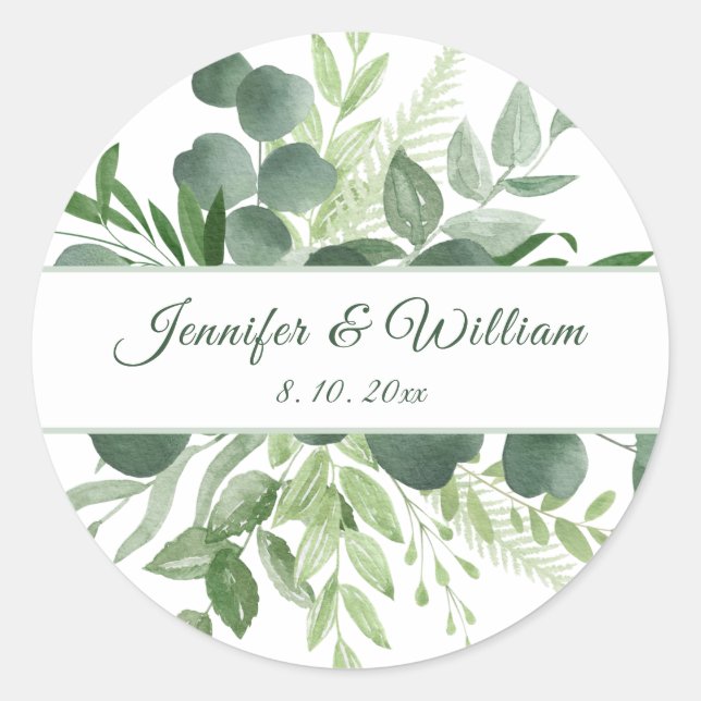 Sticker Rond Eucalyptus Feuille Nature Verdure Script (Devant)