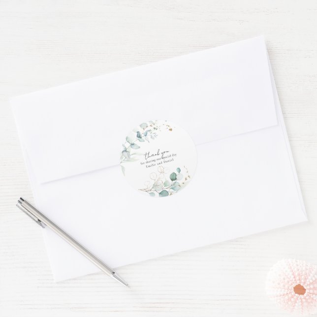 Sticker Rond Eucalyptus Feuilles et feuillage sophistiqués (Enveloppe)