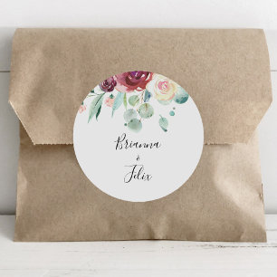 Sticker Rond Eucalyptus Mariage floral Enveloppe Phoques
