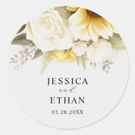 Sticker Rond Eucalyptus moderne sauvage Mariage botanique