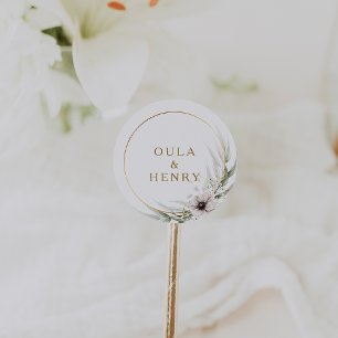 Sticker Rond Eucalyptus Or Mariage géométrique Enveloppe sceaux