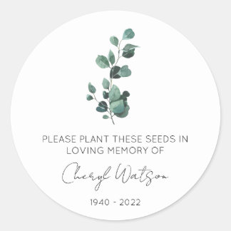 Sticker Rond Eucalyptus | Pochette de graines de souvenir simpl