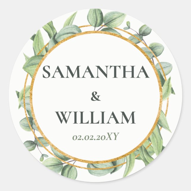 Sticker Rond Eucalyptus rustique Verdure Mariage succulent (Devant)