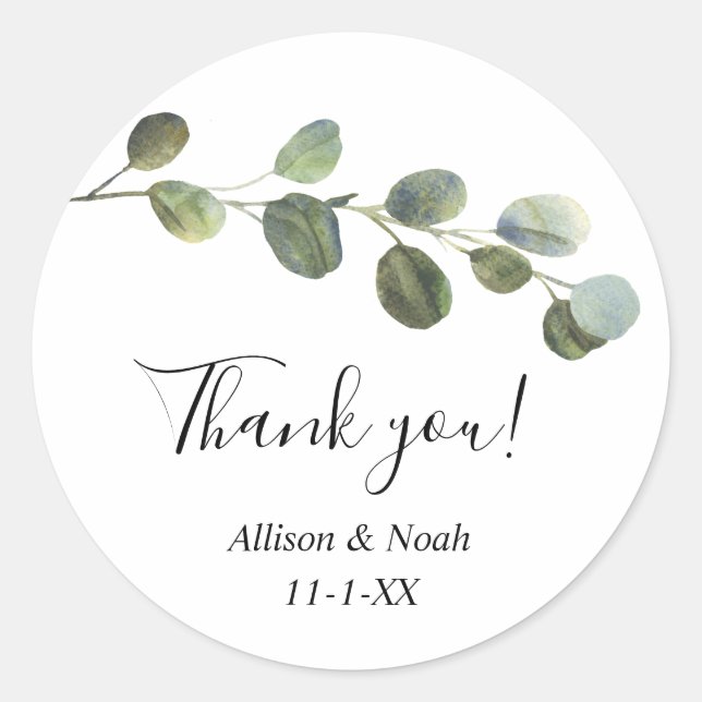 Sticker Rond Eucalyptus verdure aquarelle moderne simple (Devant)