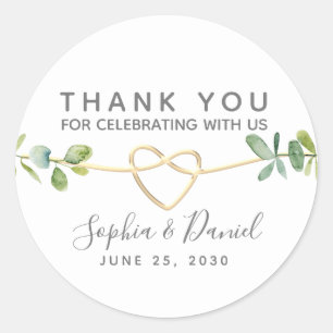 Sticker Rond Eucalyptus verdure Élégant Merci de mariage