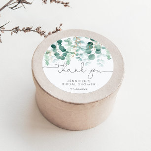 Sticker Rond Eucalyptus verdure élégante mariée merci