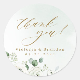Sticker Rond Eucalyptus Verdure fleurie rustique merci