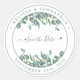 Sticker Rond Eucalyptus Verdure Mariage Moderne Enregistrer La