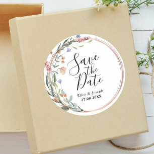 Sticker Rond Eucalyptus Vert Mariage Personnalisé Enregistrer L