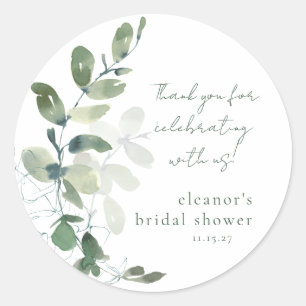 Sticker Rond Eucalyptus Vert Remerciement Personnalisé pour Mar