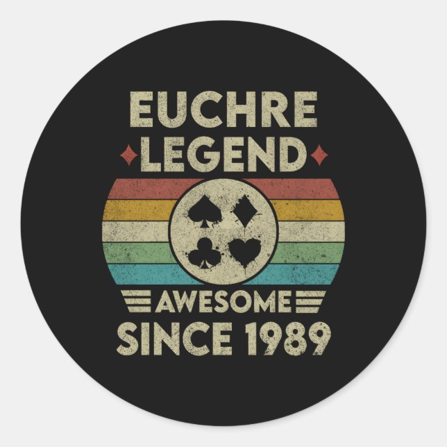 Sticker Rond Euchre Légende 33 Magnifique Depuis 1989 Euchre (Devant)