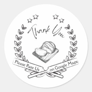 Sticker Rond Évaluez-nous sur Google Pain découpé Merci de croq