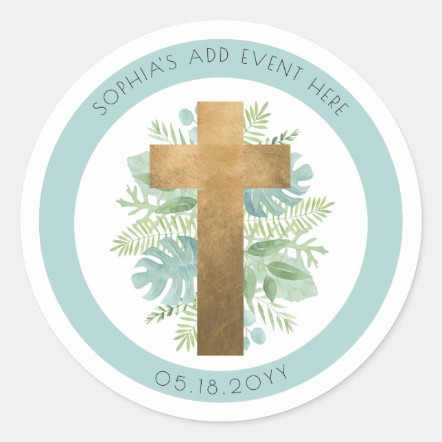 Sticker Rond Événement religieux Verdure Enveloppe Sceau/Favori (Devant)
