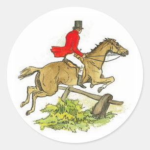 Sticker Rond Événements d'équitation de chasseur de pullover