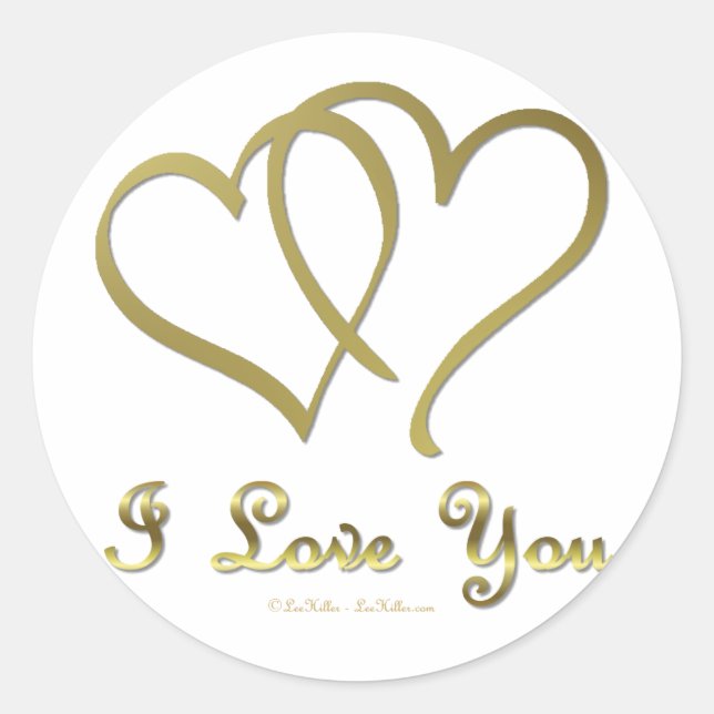 Sticker Rond Eventré Gold Hearts i Love You (Devant)