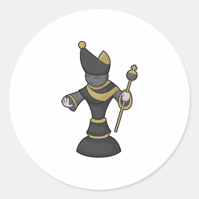Sticker Rond Évêque Échecs Équipe Échecs (Devant)