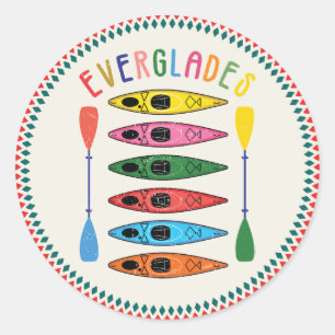 Sticker Rond Everglades rétro Kayak