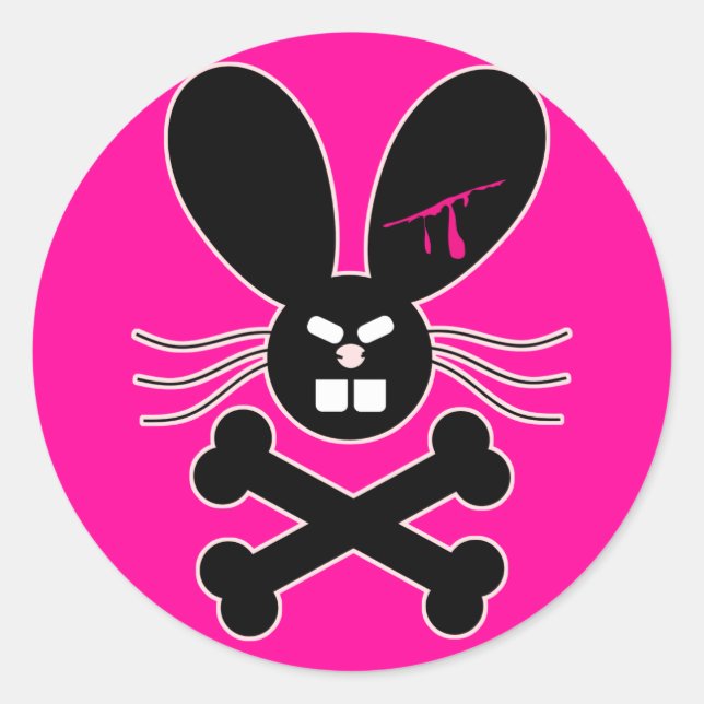 Sticker Rond Evil Emo Bunny Crossbones (Devant)