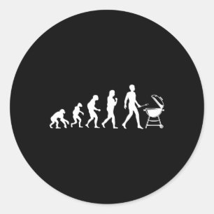 Sticker Rond Evolution De La Grillation De L'Homme Bbq