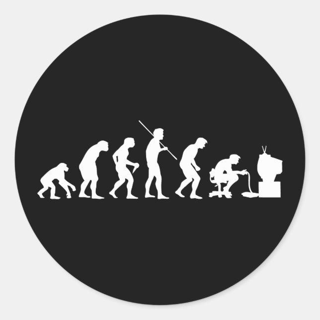 Sticker Rond Évolution des jeux vidéo Joueur de jeu (Devant)