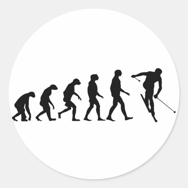 Sticker Rond Évolution du ski (Devant)