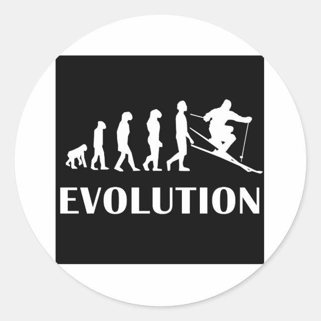 Sticker Rond Évolution du ski (Devant)