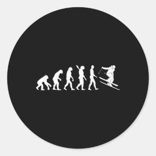 Sticker Rond Évolution du ski Skieur drôle Ski Freestyle Hiver 