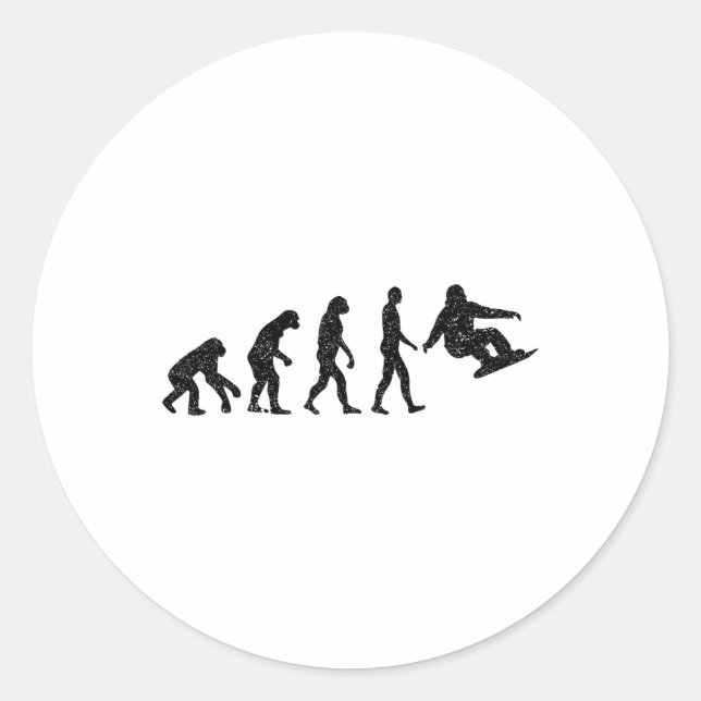 Sticker Rond Évolution du snowboard - Amateurs de snowboard Hiv (Devant)