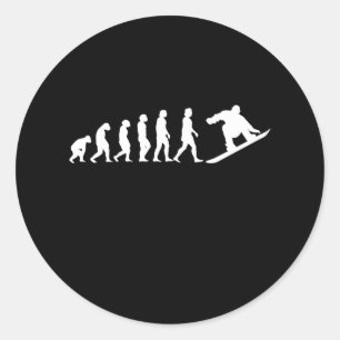 Sticker Rond Évolution du snowboard Snowboard Cadeau de snowboa