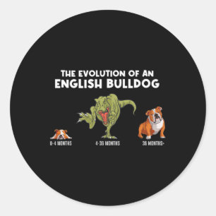 Sticker Rond Evolution D'Une Maman De Bulldog Anglaise Fun Bull