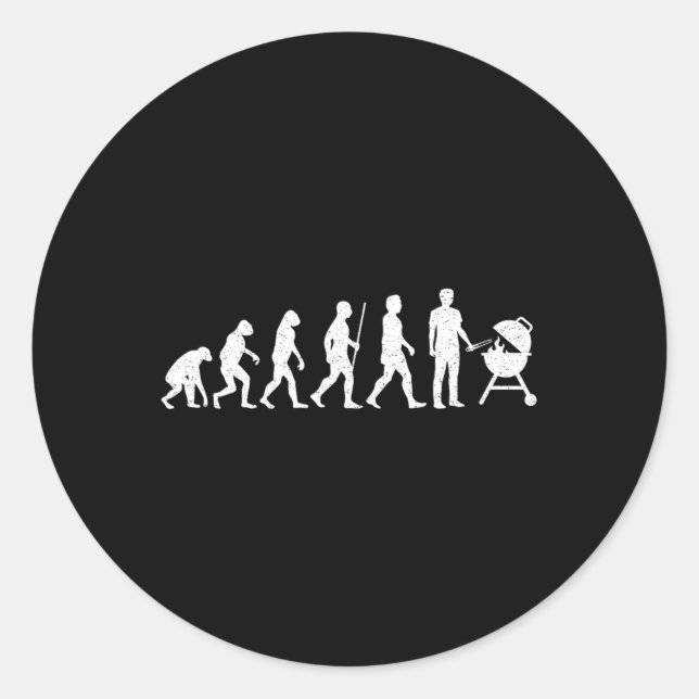 Sticker Rond Evolution Grilling Funny Barbecue Grill Rbecue (Devant)