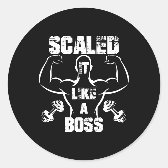 Sticker Rond Évolutivité Comme Un Boss Bodybuilder (Devant)
