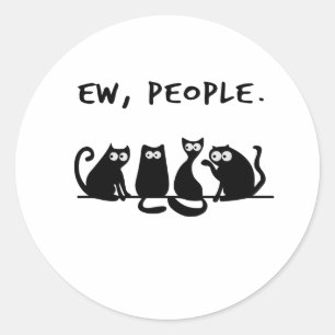 Sticker Rond Ew Les Gens Drôles Chats Noirs Miaou