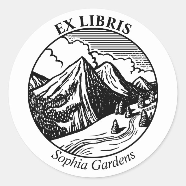 Sticker Rond Ex Libris - Paysage alpin (Devant)