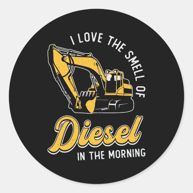 Sticker Rond Excavateur J'Aime Le Travailleur De La Constructio (Devant)