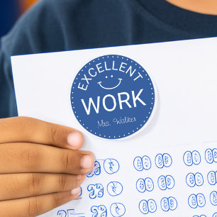 Sticker Rond Excellent Travail Enseignants Personnalisés