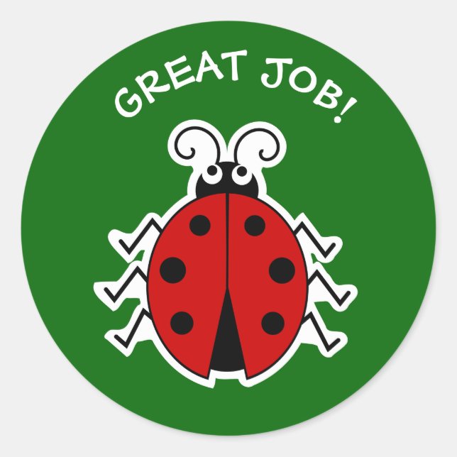 Sticker Rond Excellent travail ladybug enseignants vert (Devant)