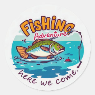 Sticker Rond Excitante aventure de pêche Attente