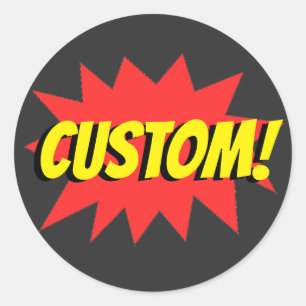 Sticker Rond Exclamation Superhero personnalisée