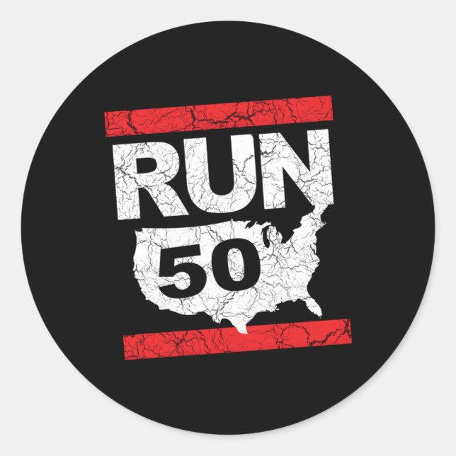 Sticker Rond Exécuter 262 50 Etats Ultra Marathon Runner Inspir (Devant)