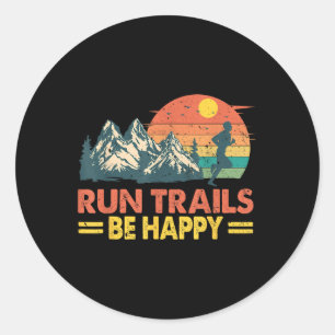 Sticker Rond Exécuter des pistes être heureux Mountain Runner E