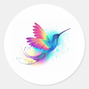 Sticker Rond Exotic Rainbow Hummingbird
