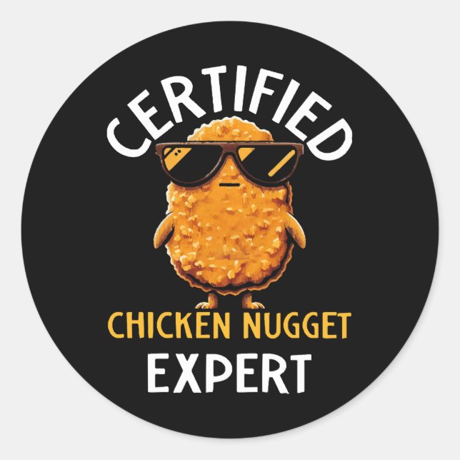 Sticker Rond Expert certifié en nugget de poulet (Devant)